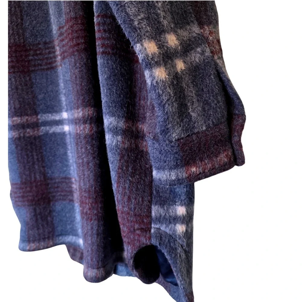 BCBGeneration Plaid Oversized Coat Jacket Burgundy Purple Blue‎ White Plaid XXL